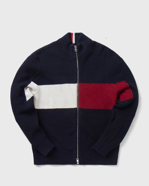 COLOUR-BLOCKED ZIP-THRU STRIPE CARDIGAN