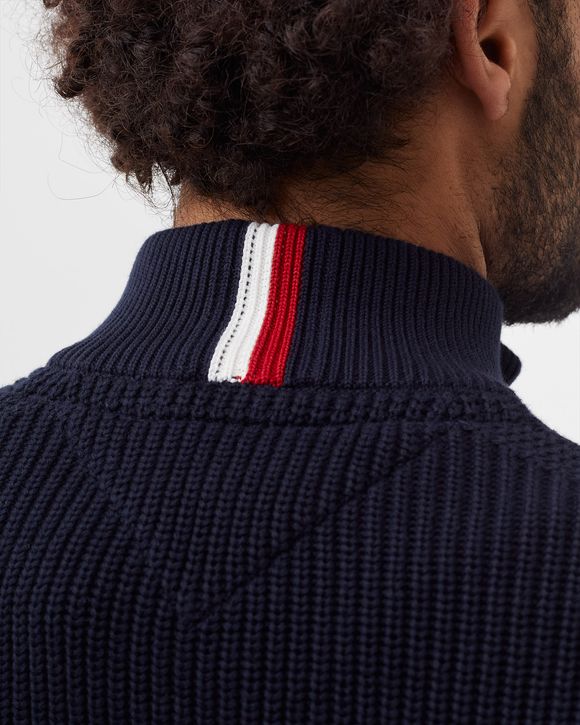 COLOUR-BLOCKED ZIP-THRU STRIPE CARDIGAN