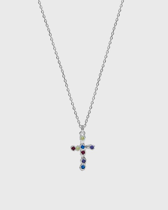 Multicolor Stone Cross Necklace