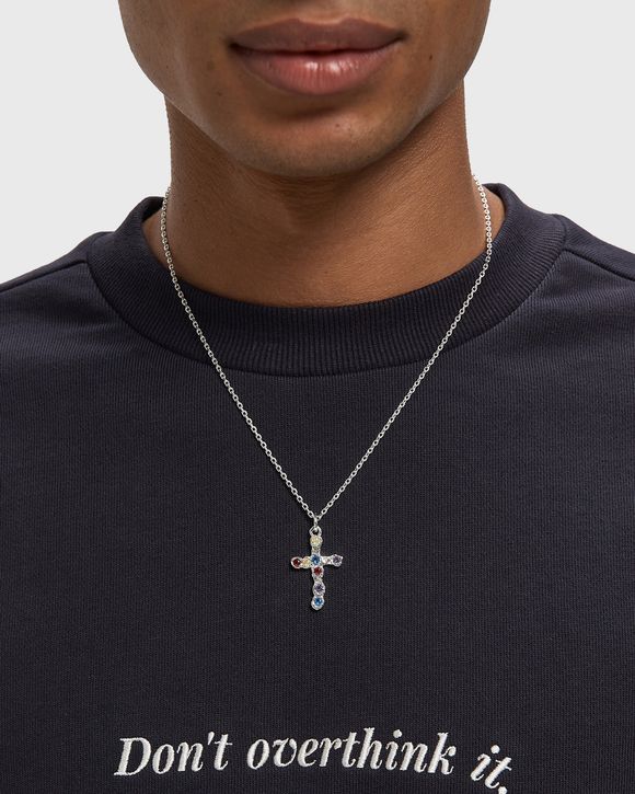 Multicolor Stone Cross Necklace