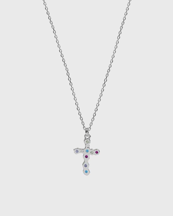 Multicolor Stone Cross Necklace