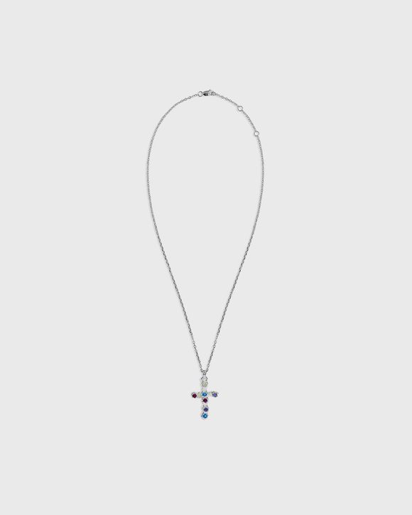Multicolor Stone Cross Necklace