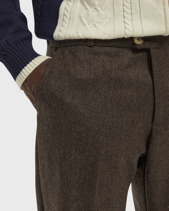 Brown Wool flared suit pants