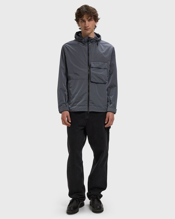 SHINY NYLON HOODED JACKET