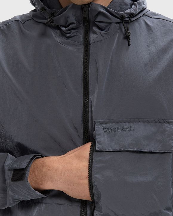 SHINY NYLON HOODED JACKET