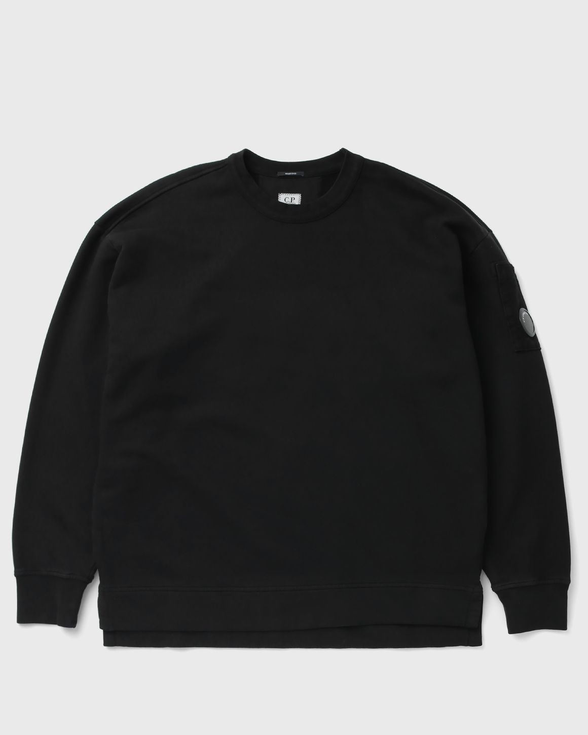 C.P. Company BRUSHED AND EMERIZED DIAGONAL FLEECE MIXED BOXY HALF ZIP LENS SWEATSHIRT