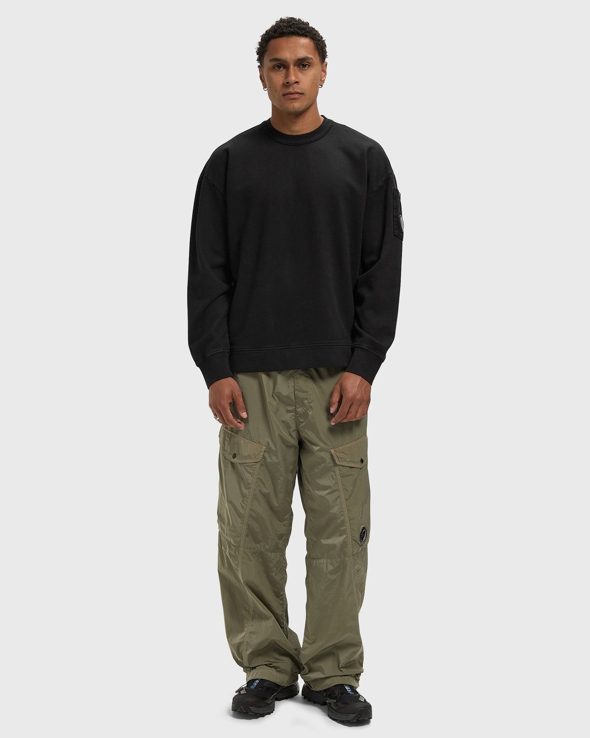 Ansicht 2 von C.P. Company BRUSHED AND EMERIZED DIAGONAL FLEECE MIXED BOXY HALF ZIP LENS SWEATSHIRT