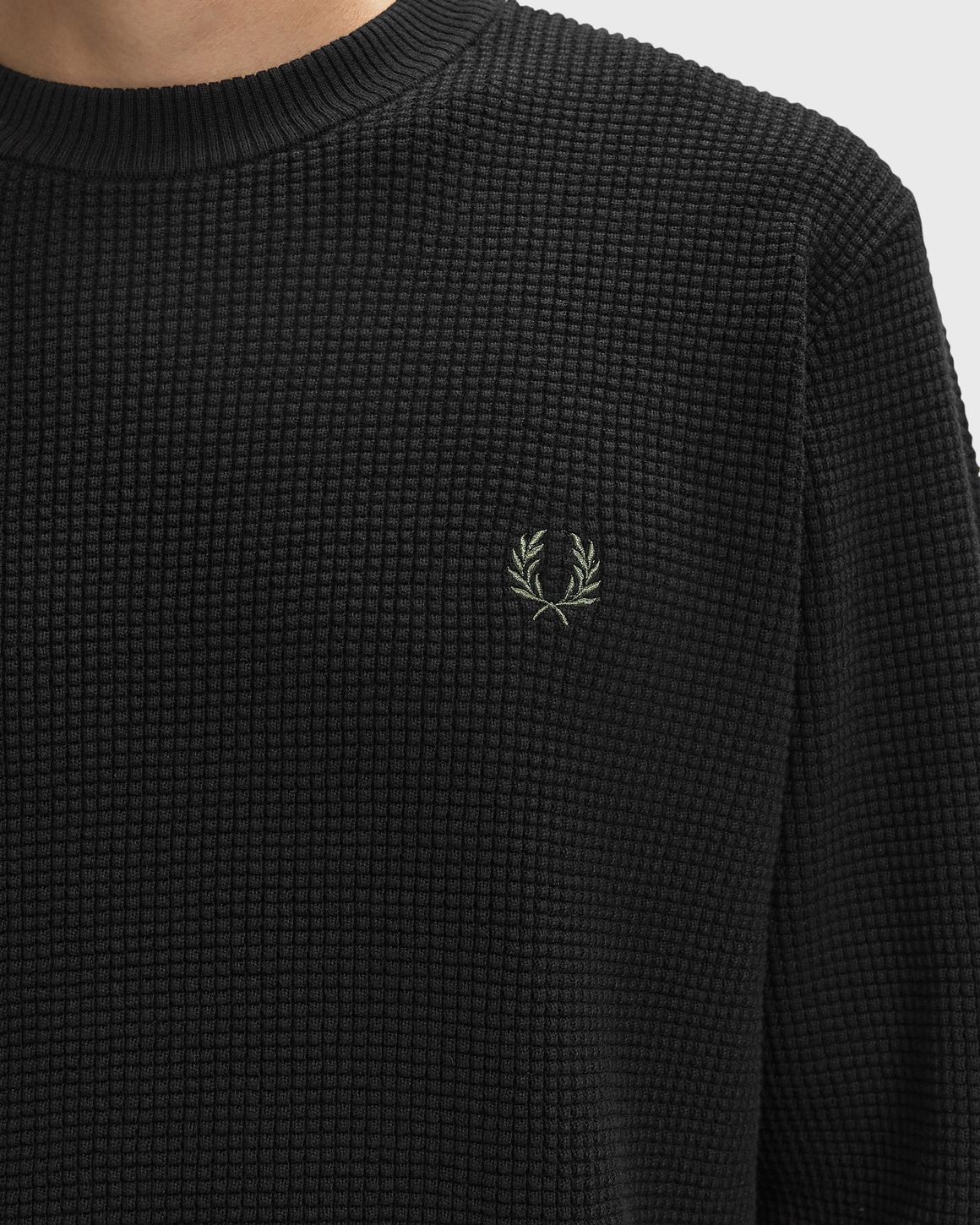 Fred Perry WAFFLE STITCH JUMPER Black | BSTN Store