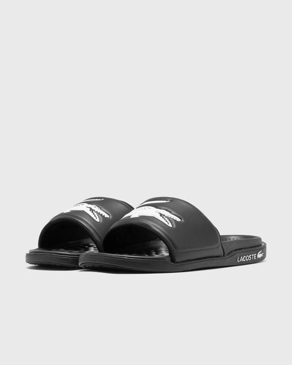 Lacoste slides hotsell black and white