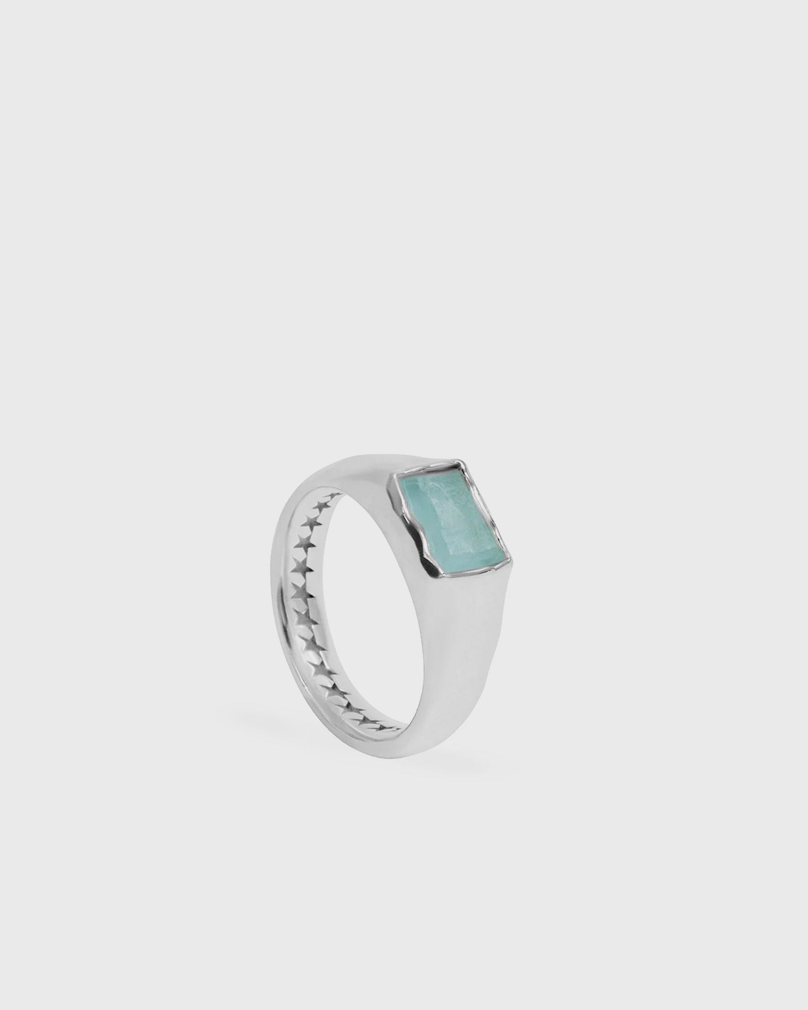 Rectangular Aquamarine Stone Ring