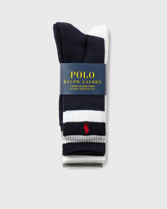 Polo Ralph Lauren CLASSIC STRIPE CREW SOCKS 3 PACK White BSTN Store