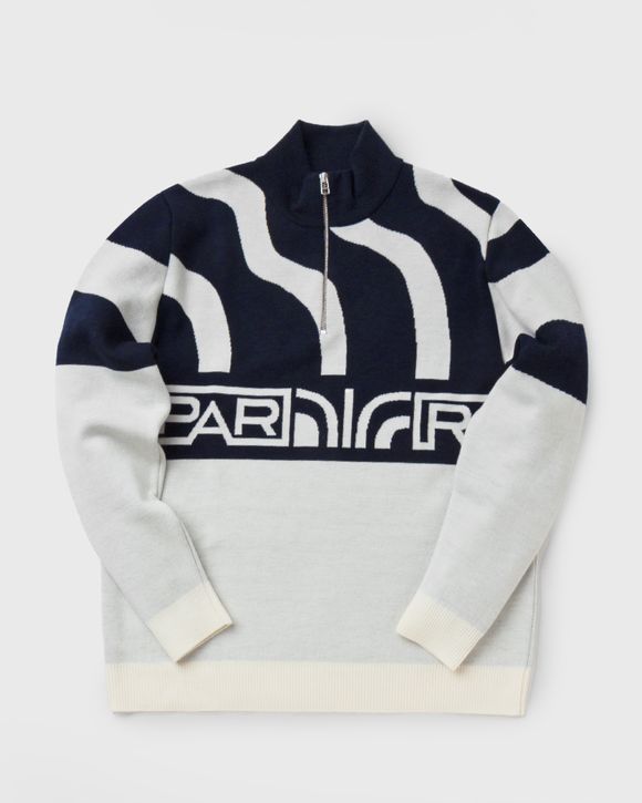 shoulder waves half zip knitted pullover