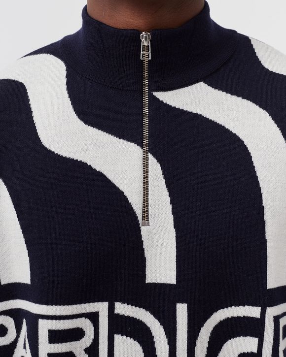 shoulder waves half zip knitted pullover
