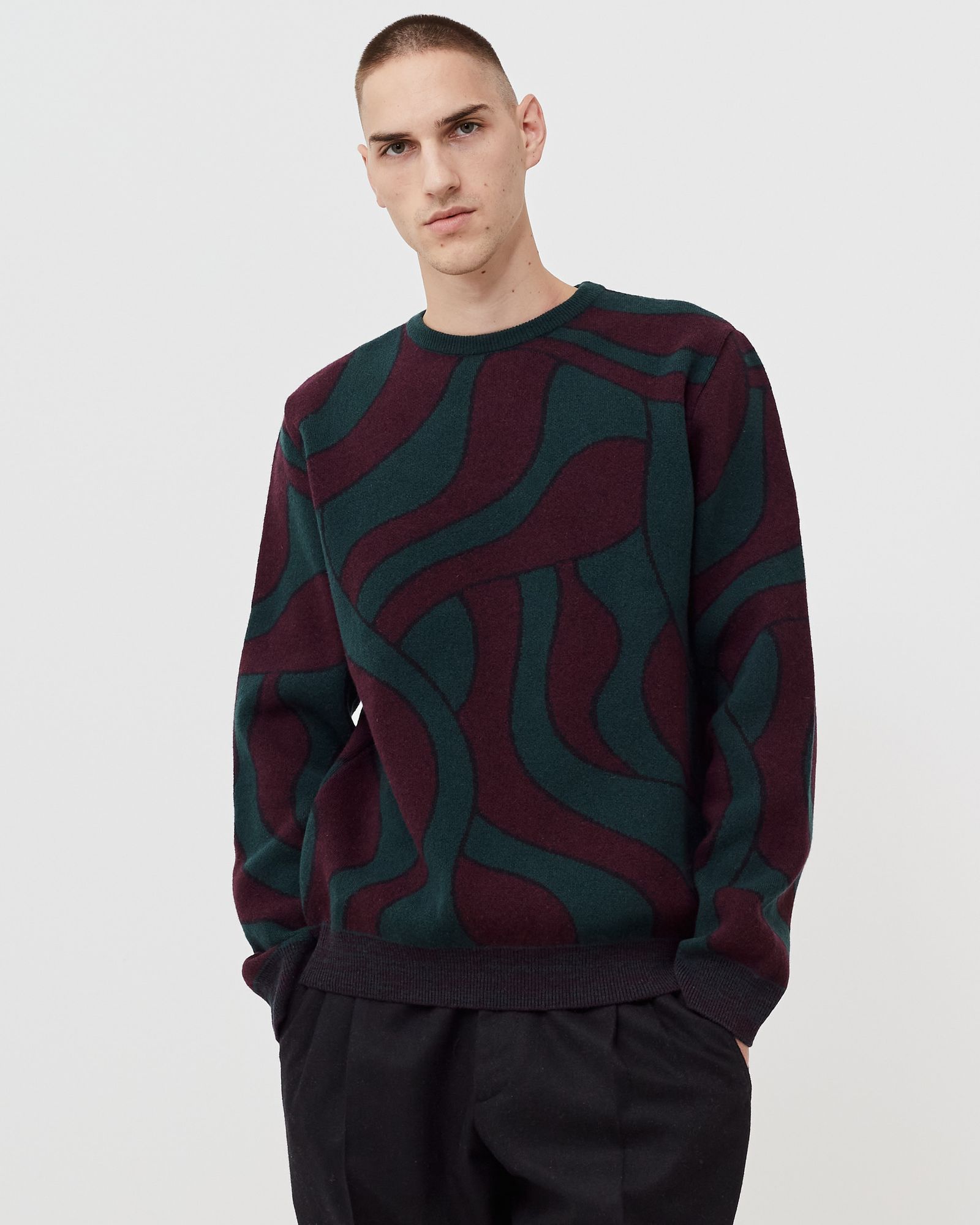 distorted waves knitted pullover