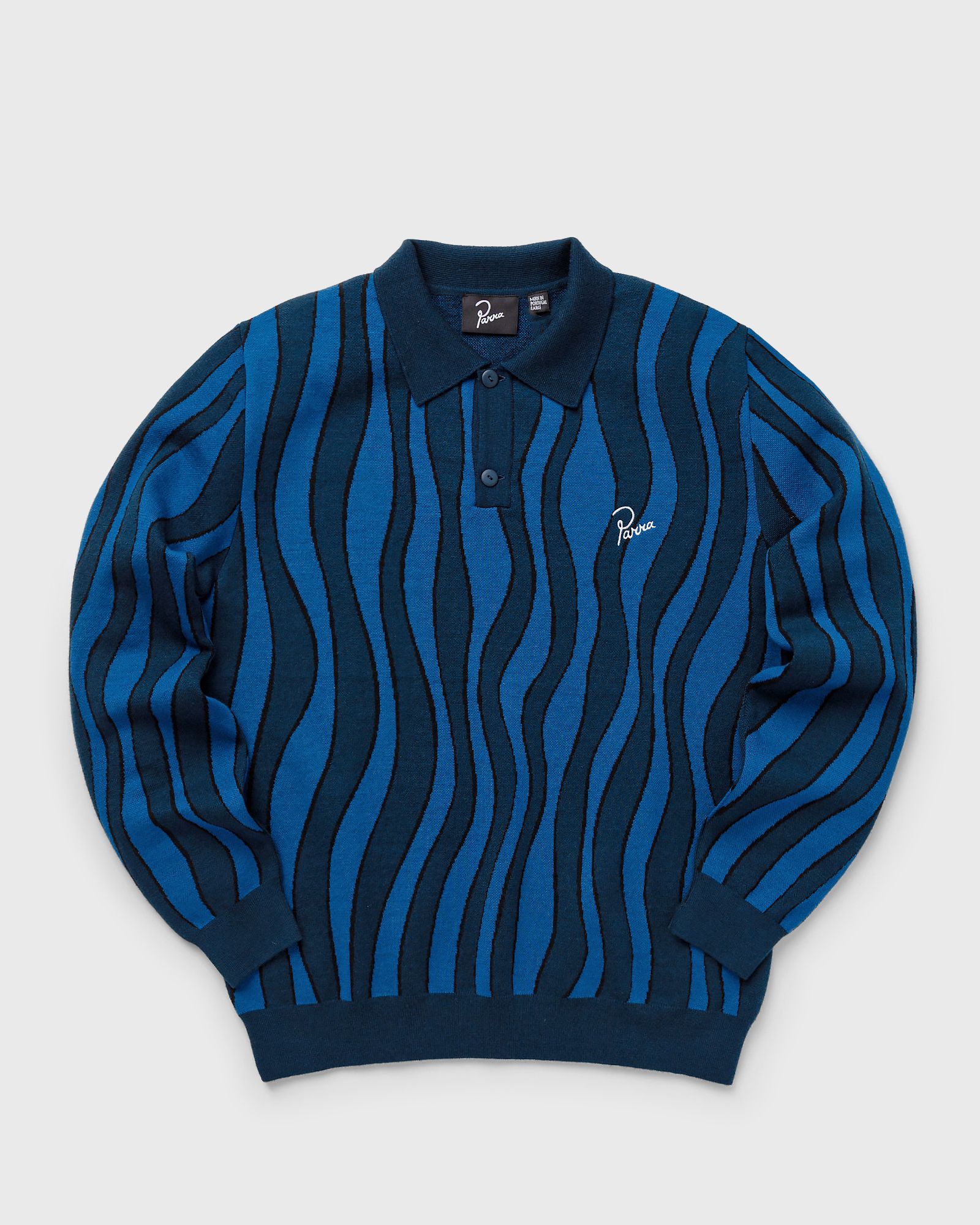 Aqua Weed Waves Knitted Polo Shirt