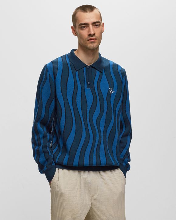 Aqua Weed Waves Knitted Polo Shirt