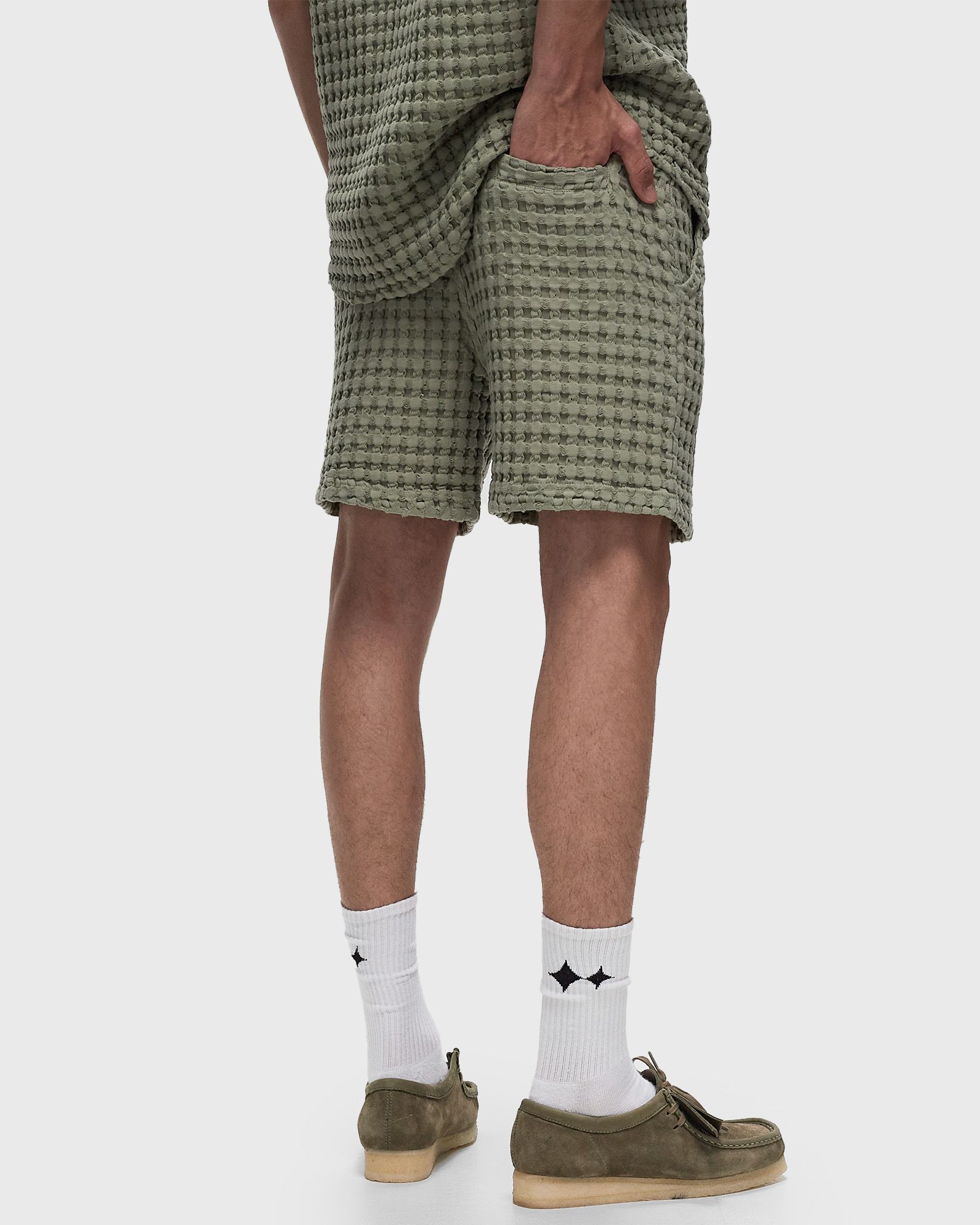 Dusty Green Porto Waffle Shorts
