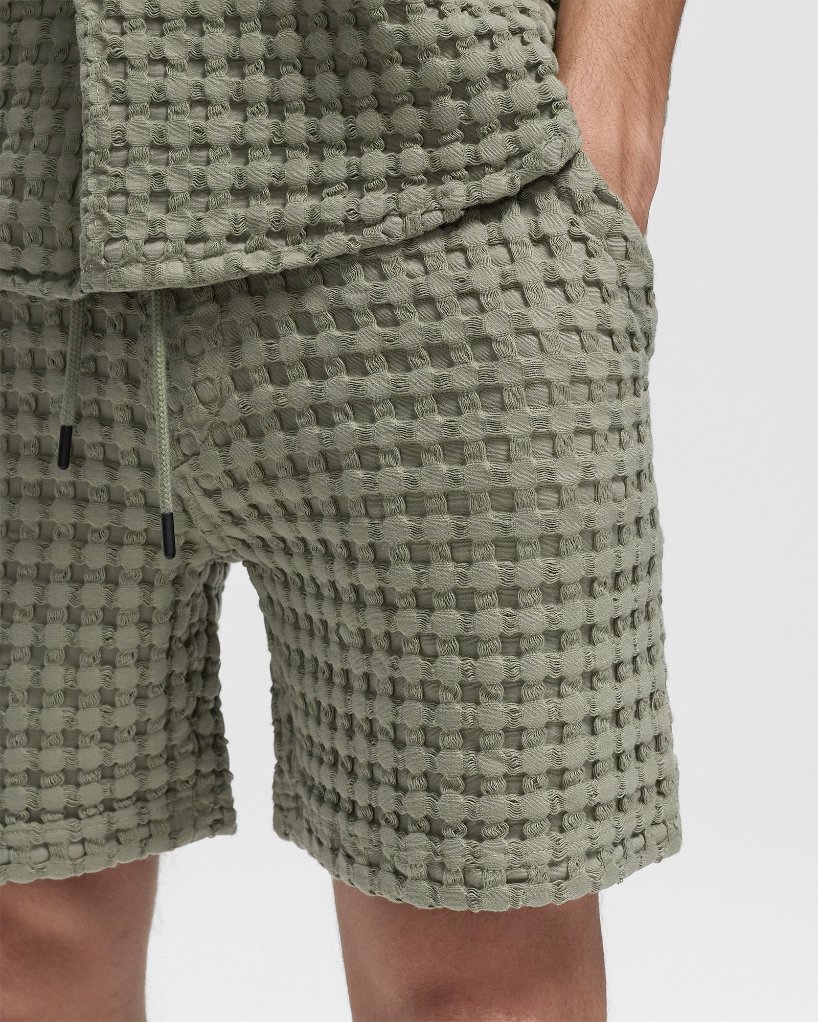 Dusty Green Porto Waffle Shorts