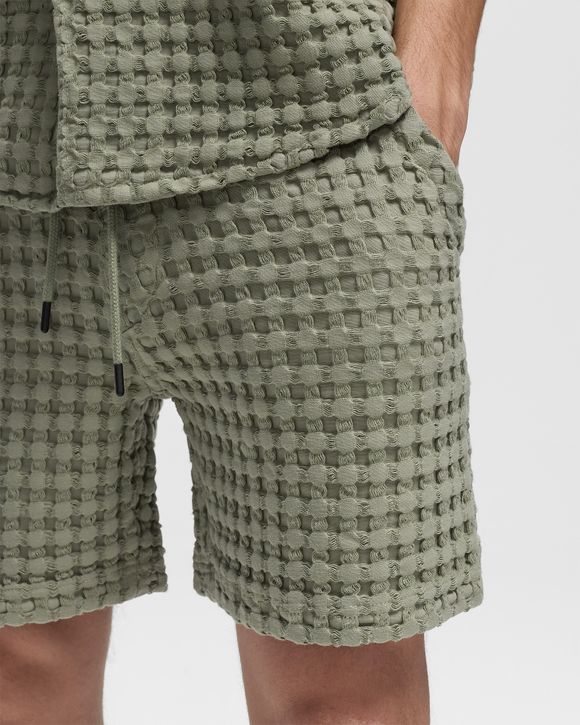 Dusty Green Porto Waffle Shorts