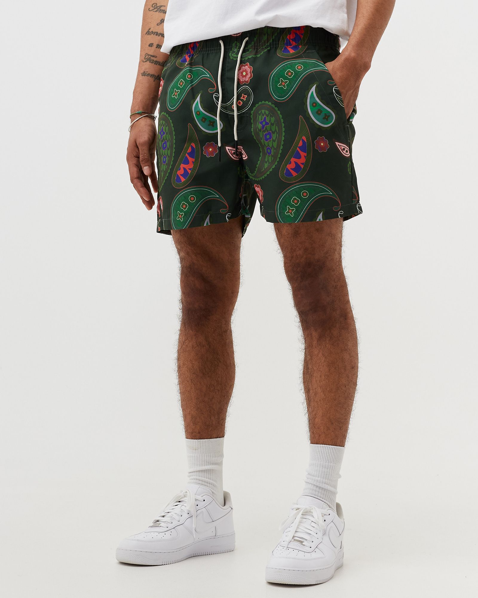 Green Paisley Swim Shorts