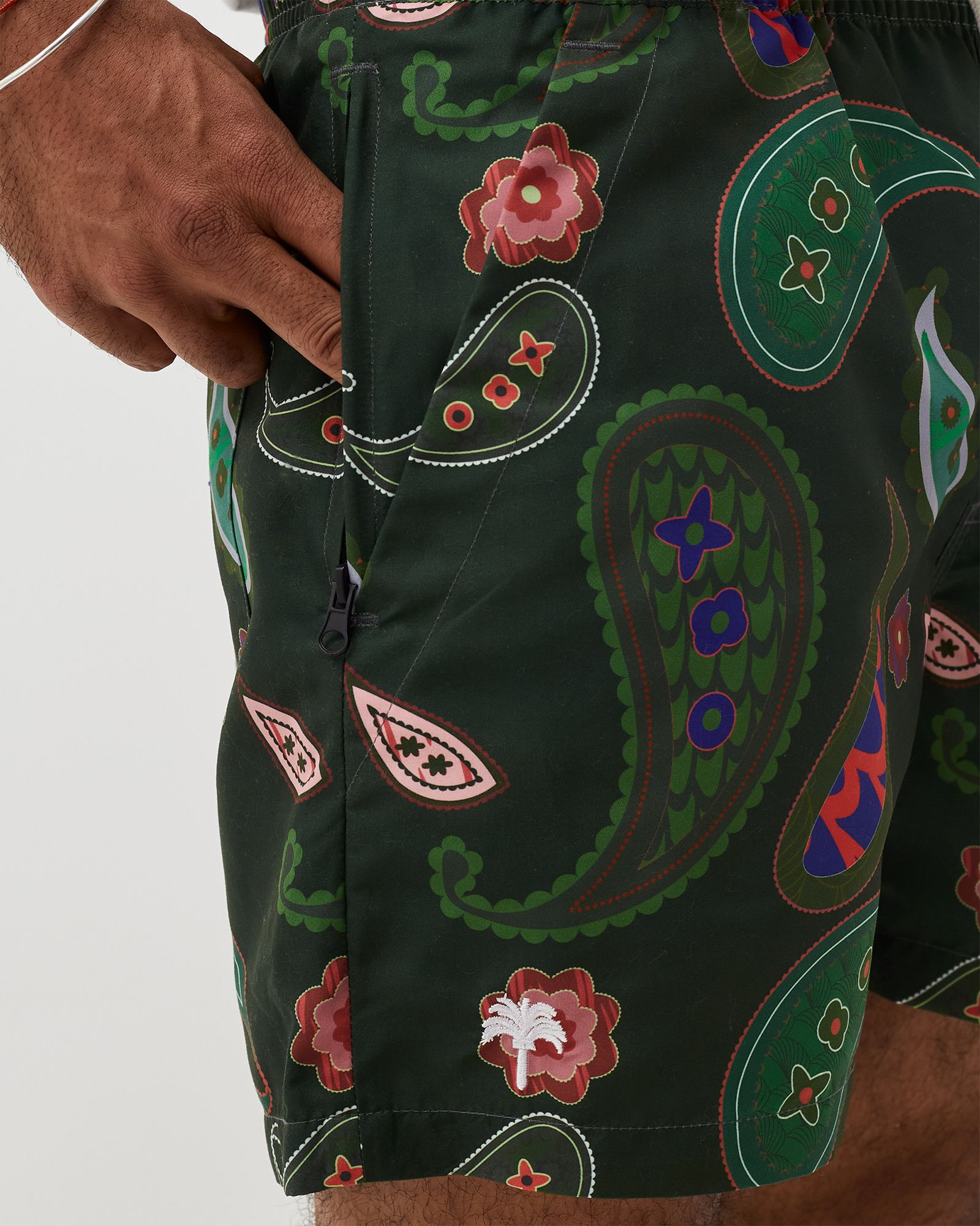 Green Paisley Swim Shorts