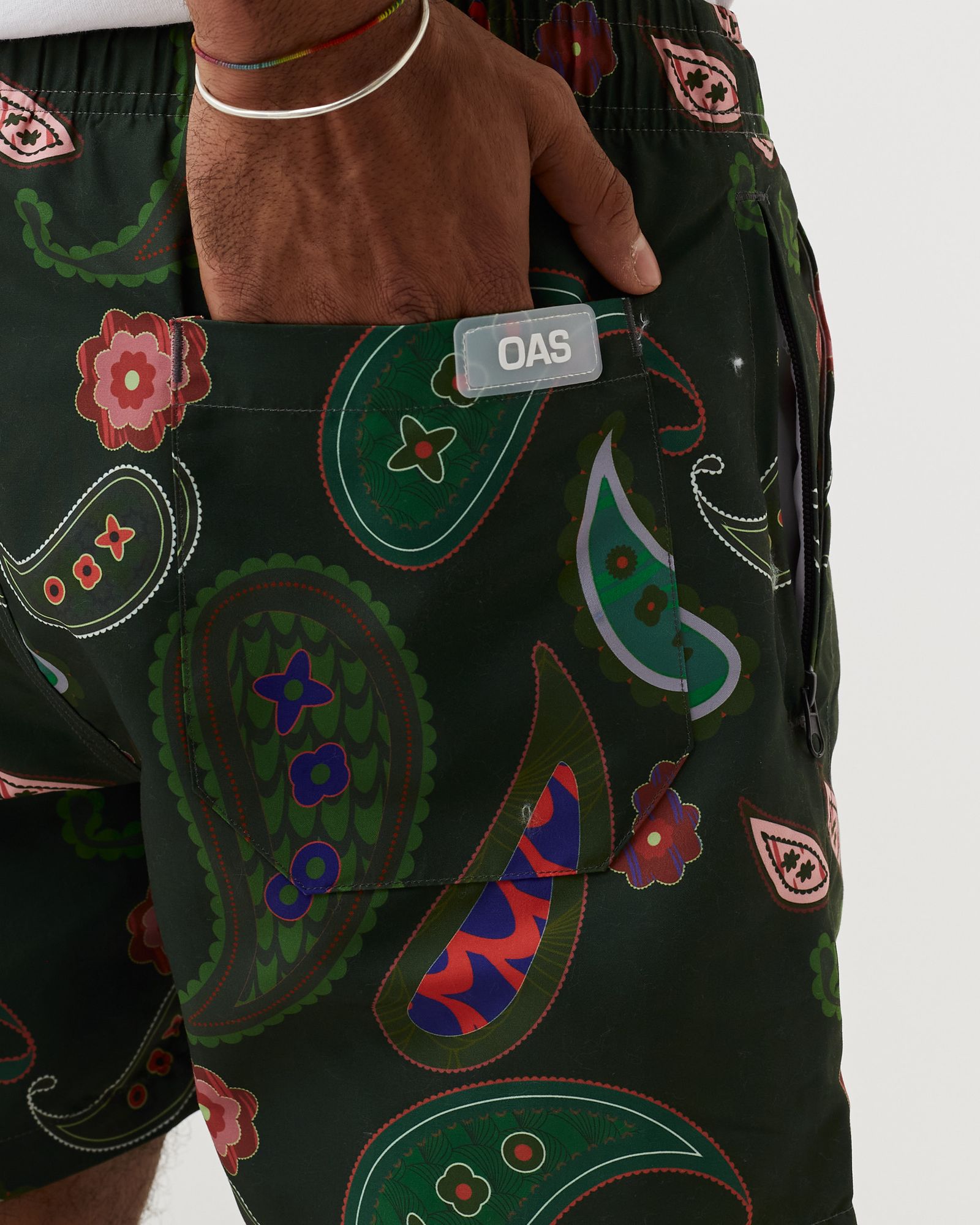 Green Paisley Swim Shorts