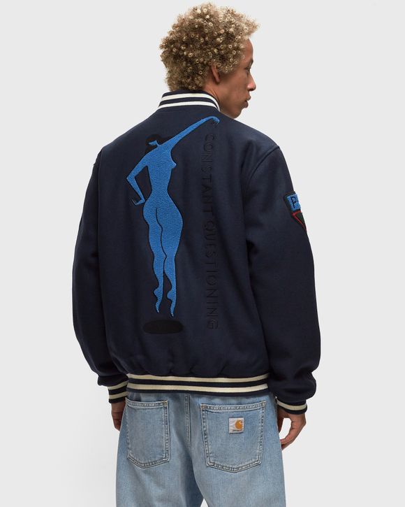 By Parra Run Sit & Bike Varsity Jacket in Navy Blue