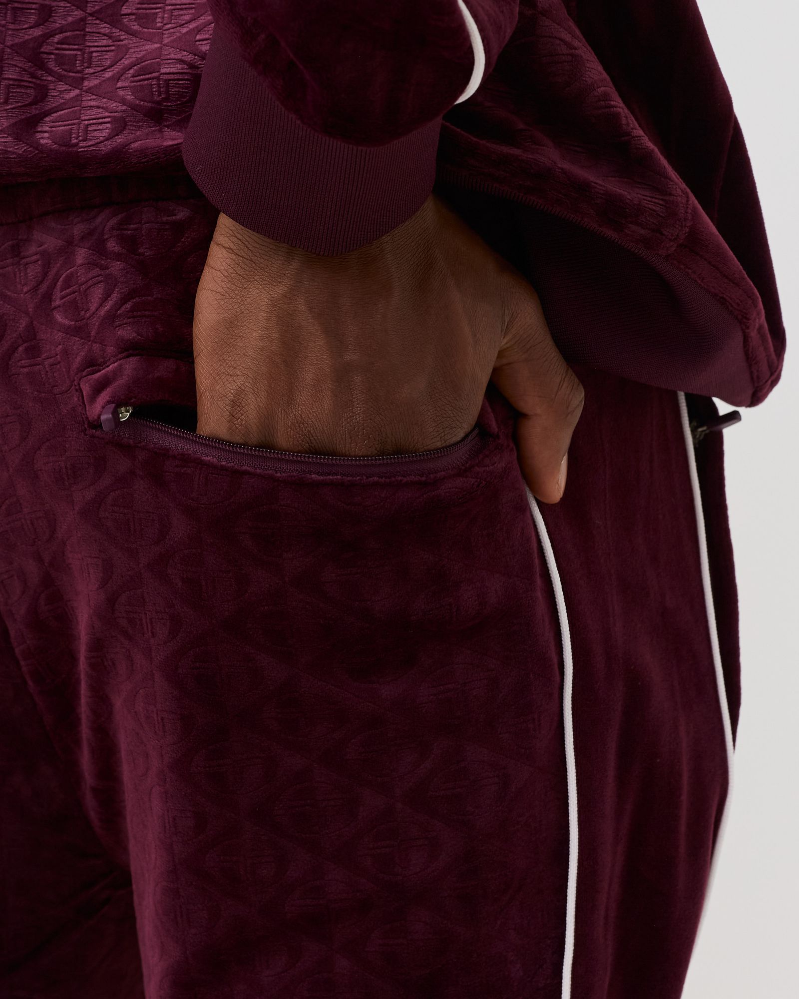 DEBOSSED VELOUR TRACK PANT