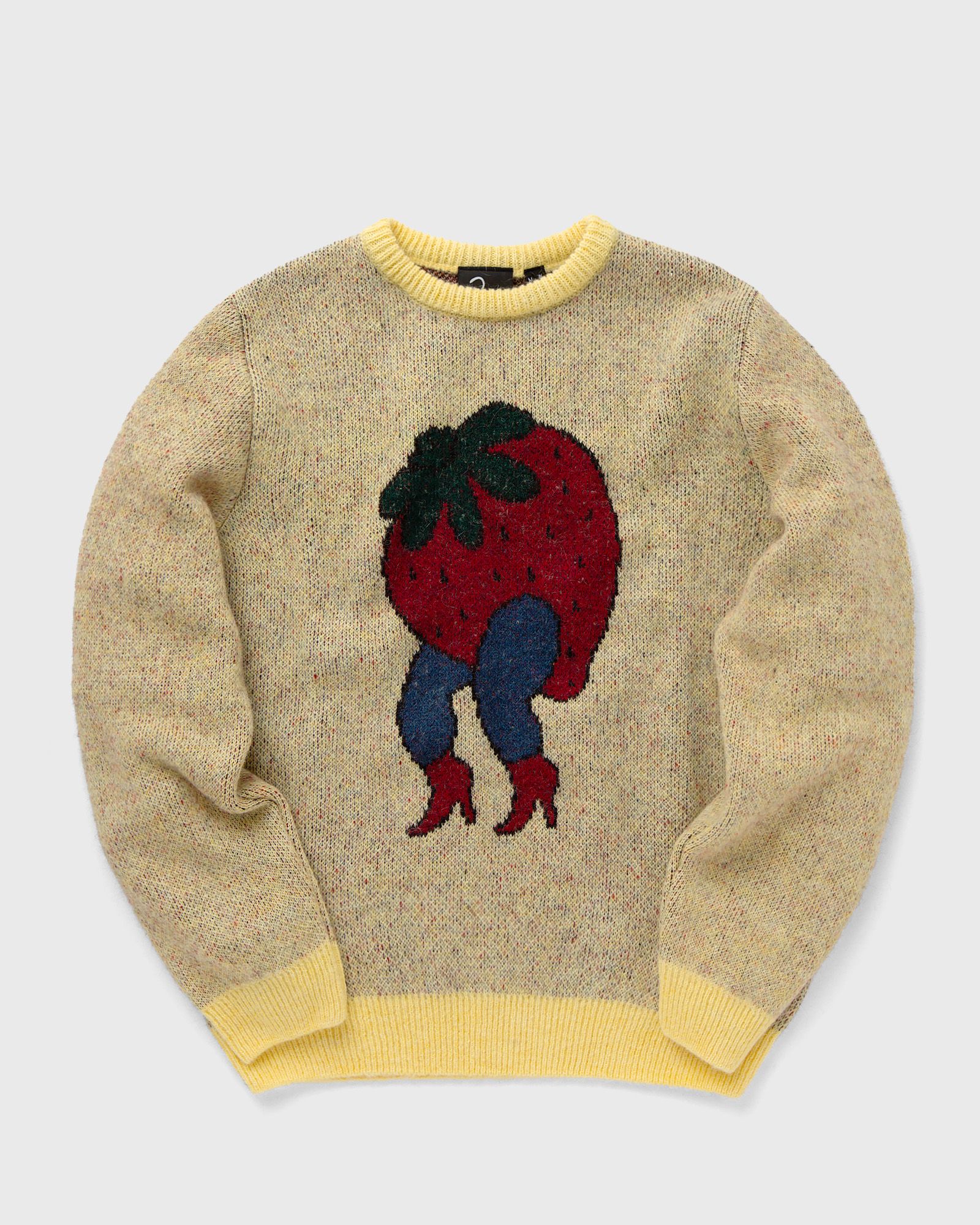 By Parra - stupid strawberry knitted pullover men pullovers yellow in größe:xl