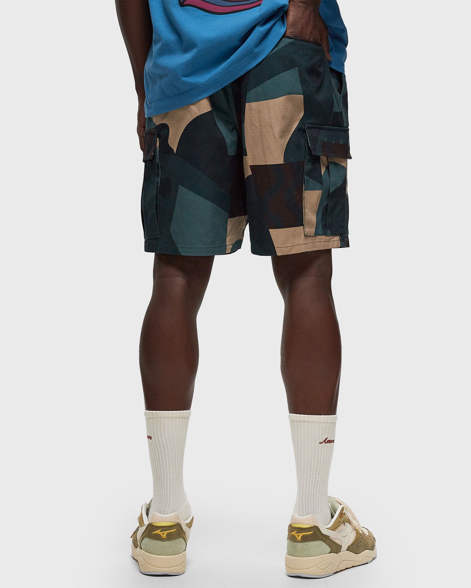 distorted camo shorts