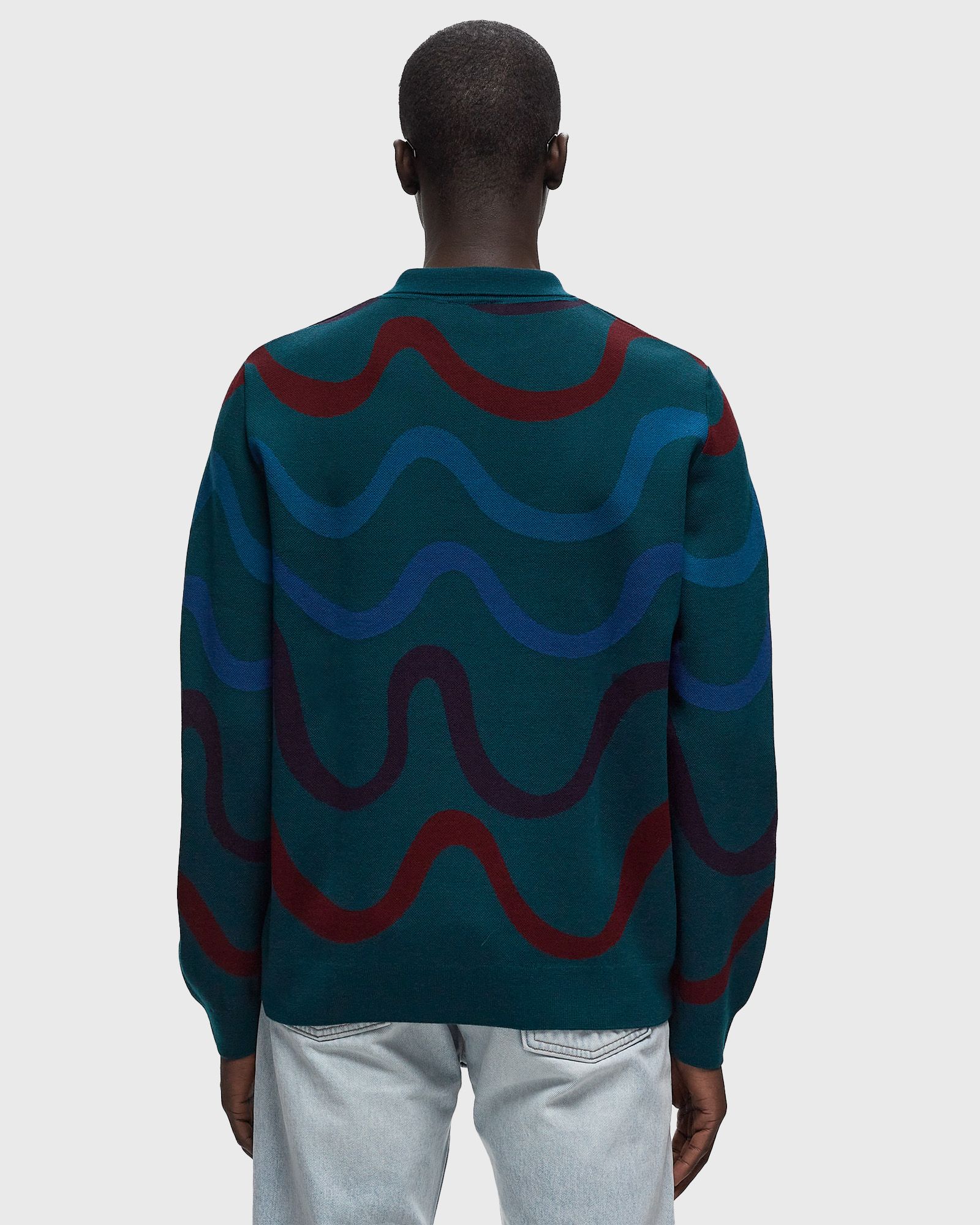 colored soundwave knitted polo pullover