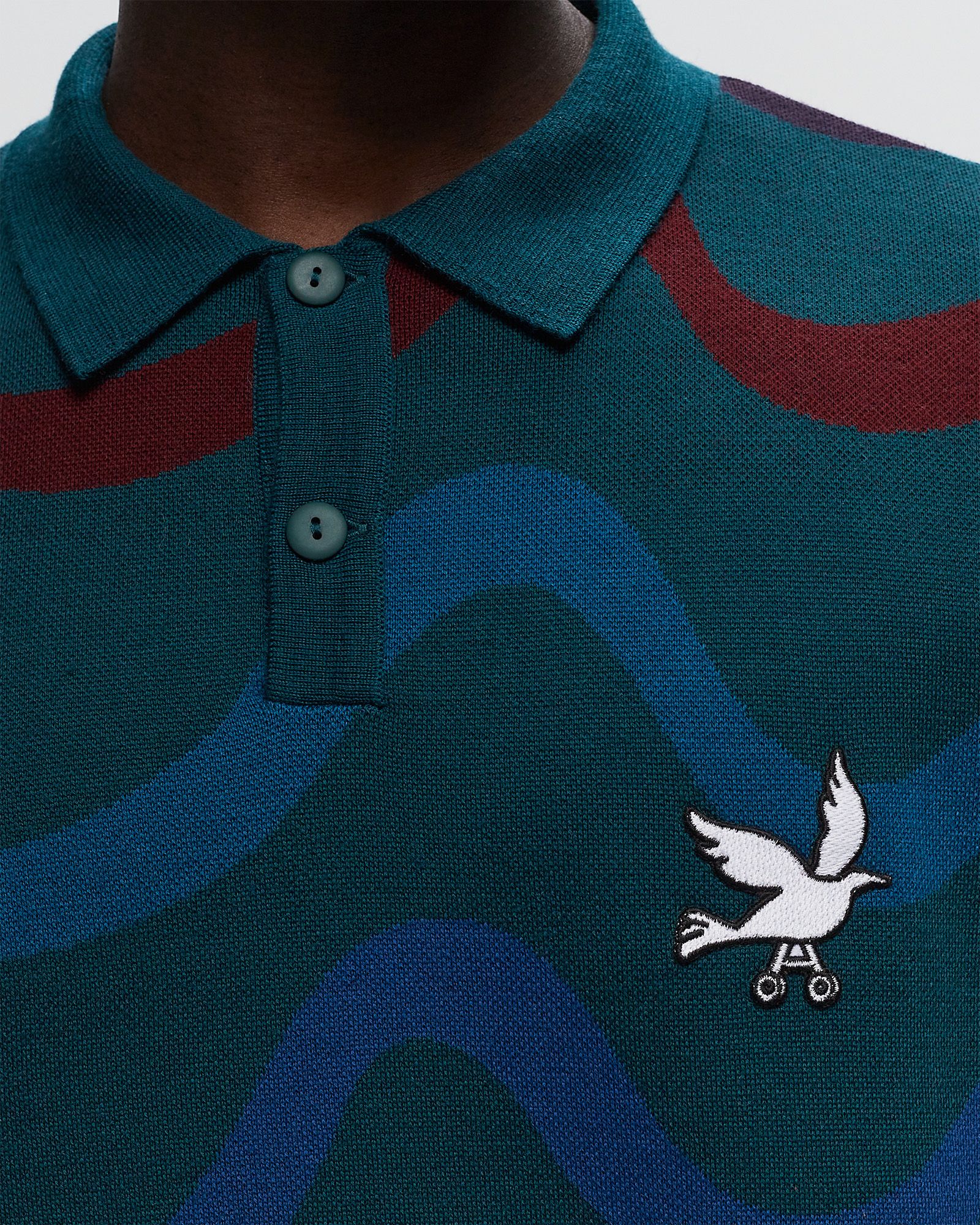 colored soundwave knitted polo pullover