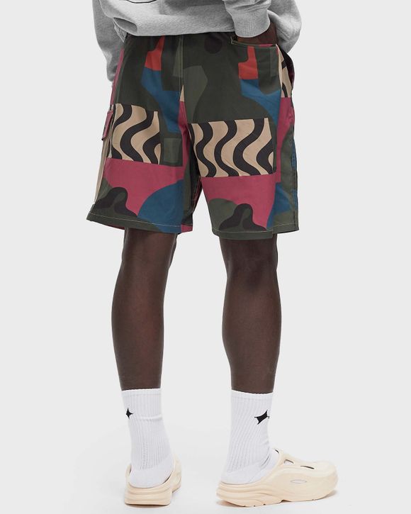 distorted camo shorts