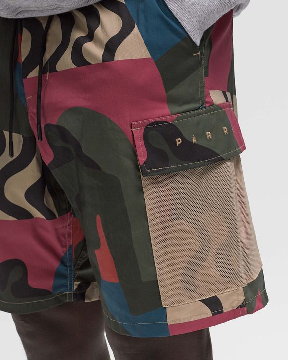 distorted camo shorts