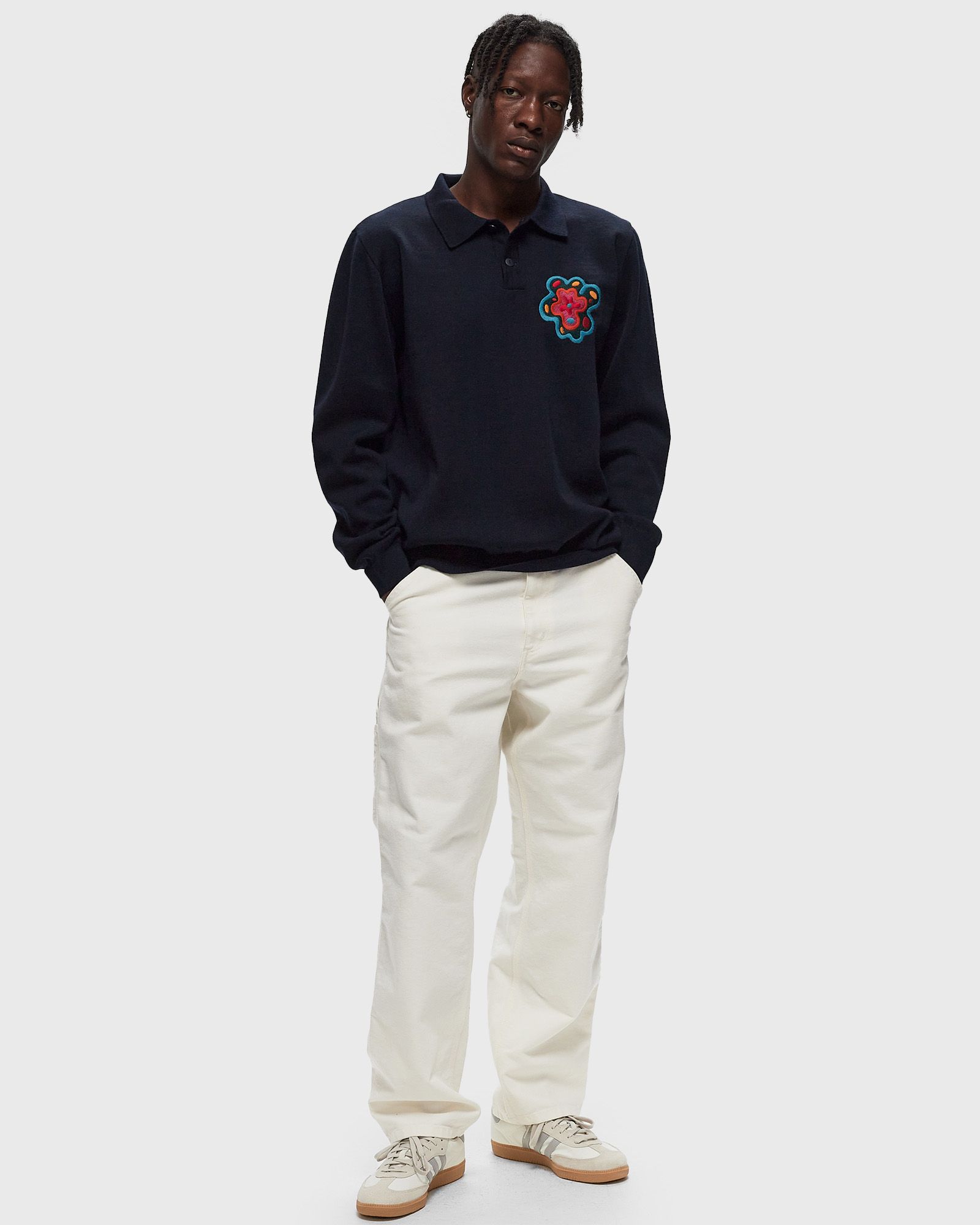 flower blob knitted polo pullover