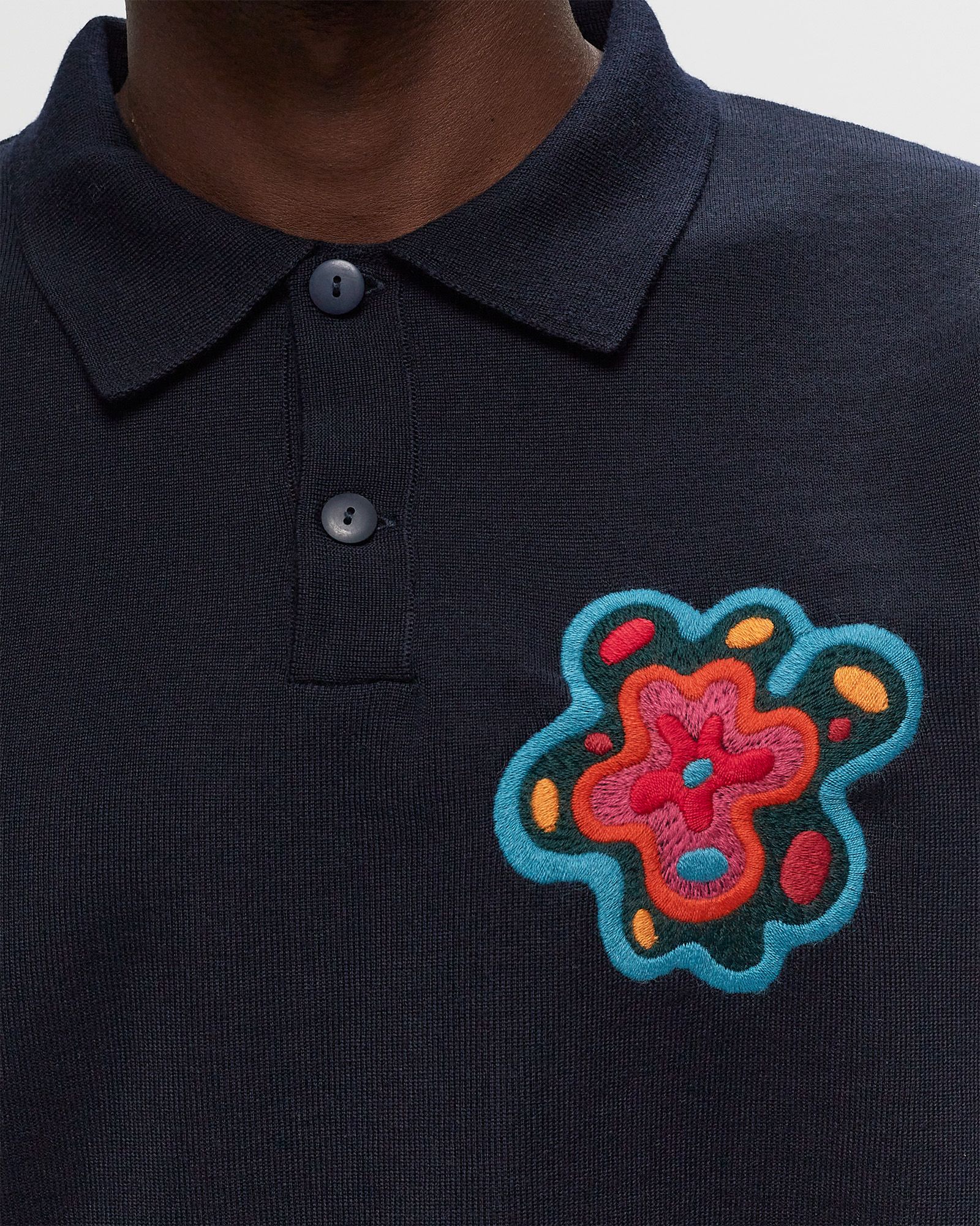 flower blob knitted polo pullover