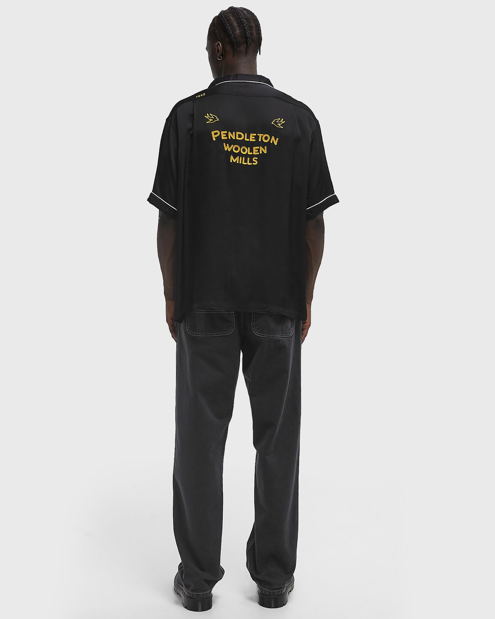 PIPING EMB OPEN COLLAR SHIRT