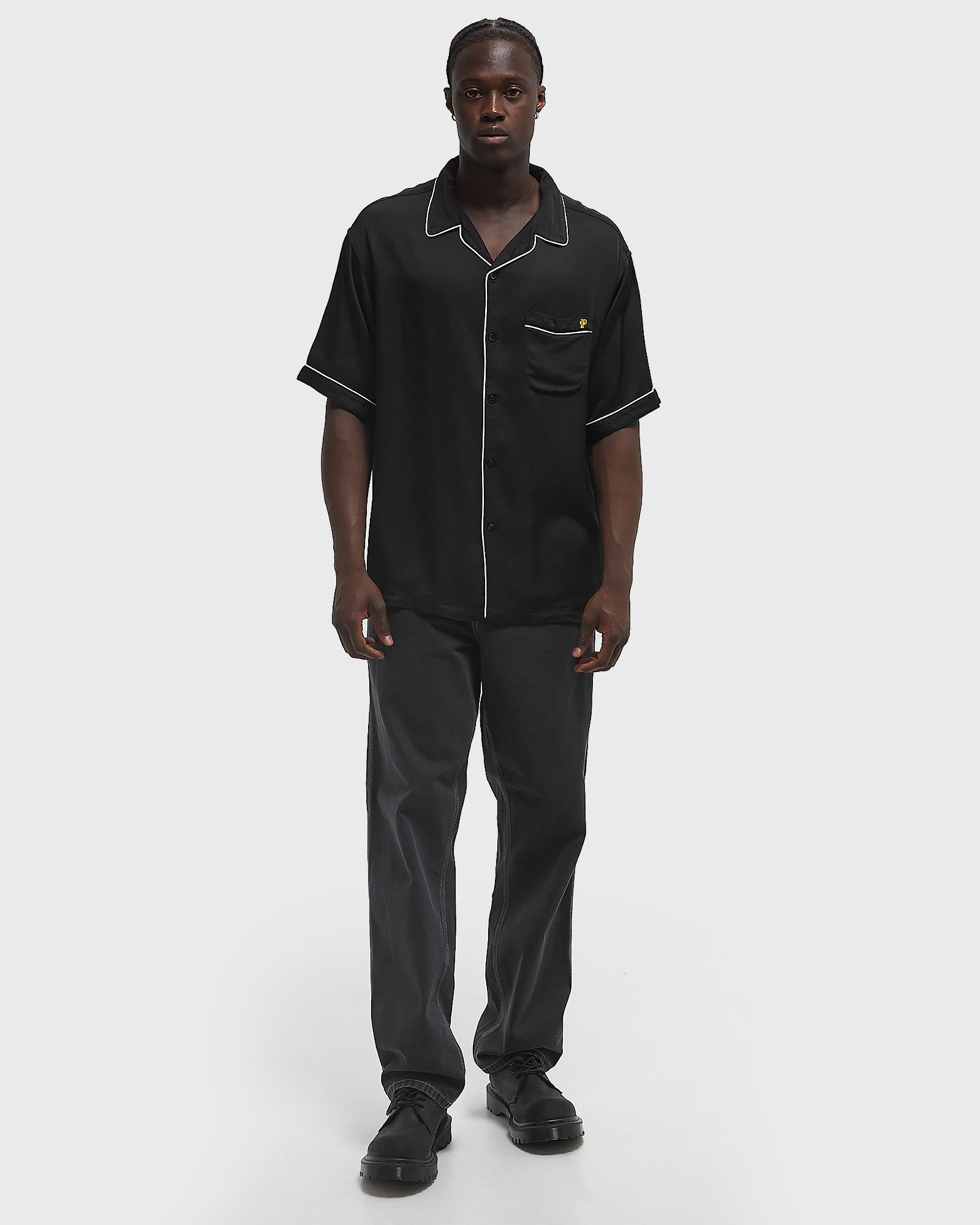 PIPING EMB OPEN COLLAR SHIRT