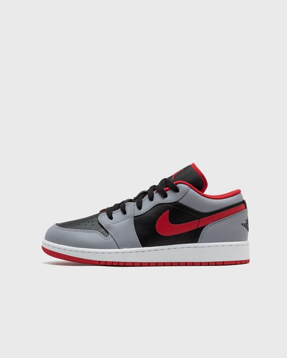 Jordan AIR JORDAN 1 LOW (GS) Black/Grey - BLACK/FIRE RED-CEMENT GREY-WHITE