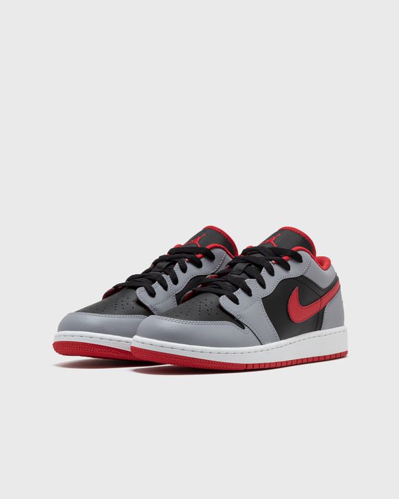 Jordan AIR JORDAN 1 LOW (GS) Black/Grey - BLACK/FIRE RED-CEMENT GREY-WHITE