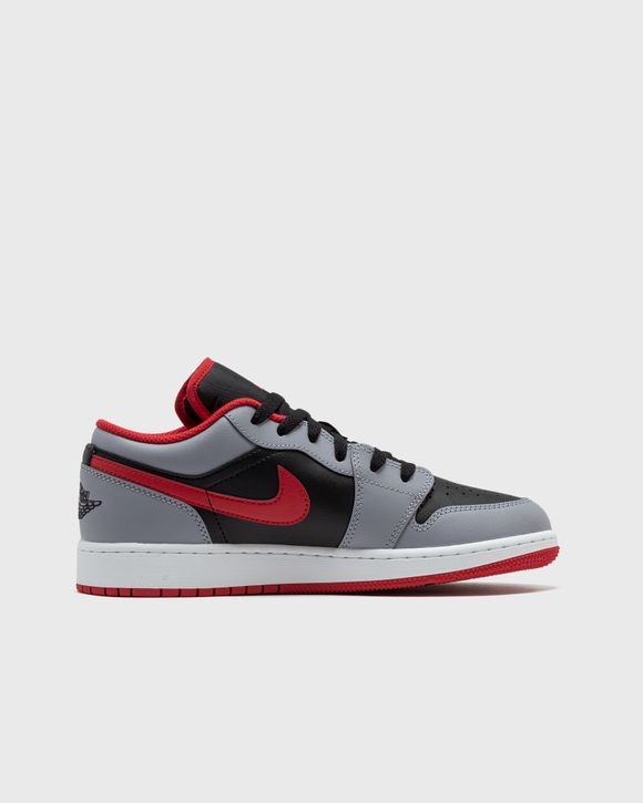 Jordan AIR JORDAN 1 LOW (GS) Black/Grey - BLACK/FIRE RED-CEMENT GREY-WHITE