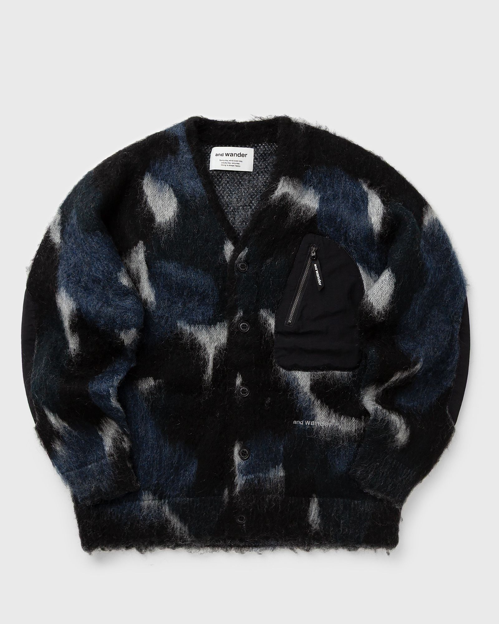 Mix Color Shaggy Knit Cardigan-image