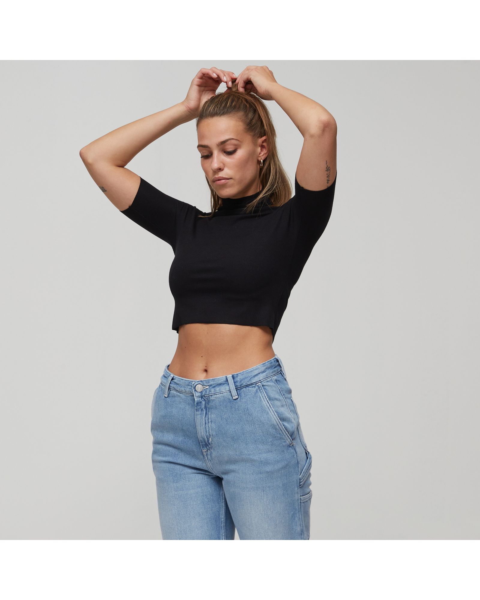 Raw Edge Mock Neck Tee