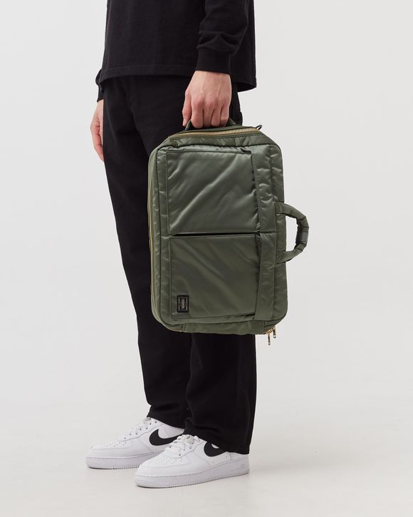 Porter-Yoshida u0026 Co. TANKER 3WAY BRIEFCASE Green - SAGE GREEN