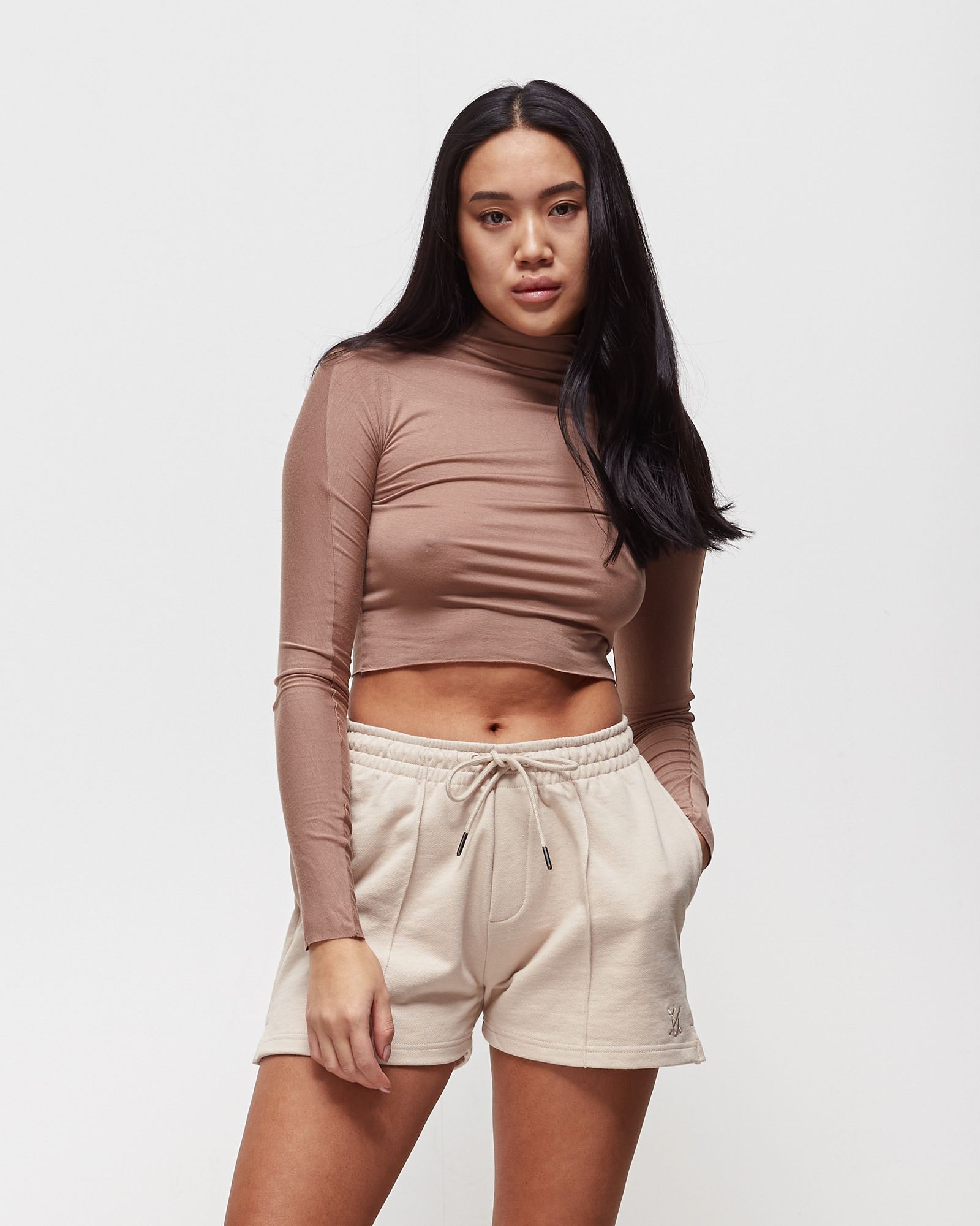 Cropped Mock Neck Long Sleeve