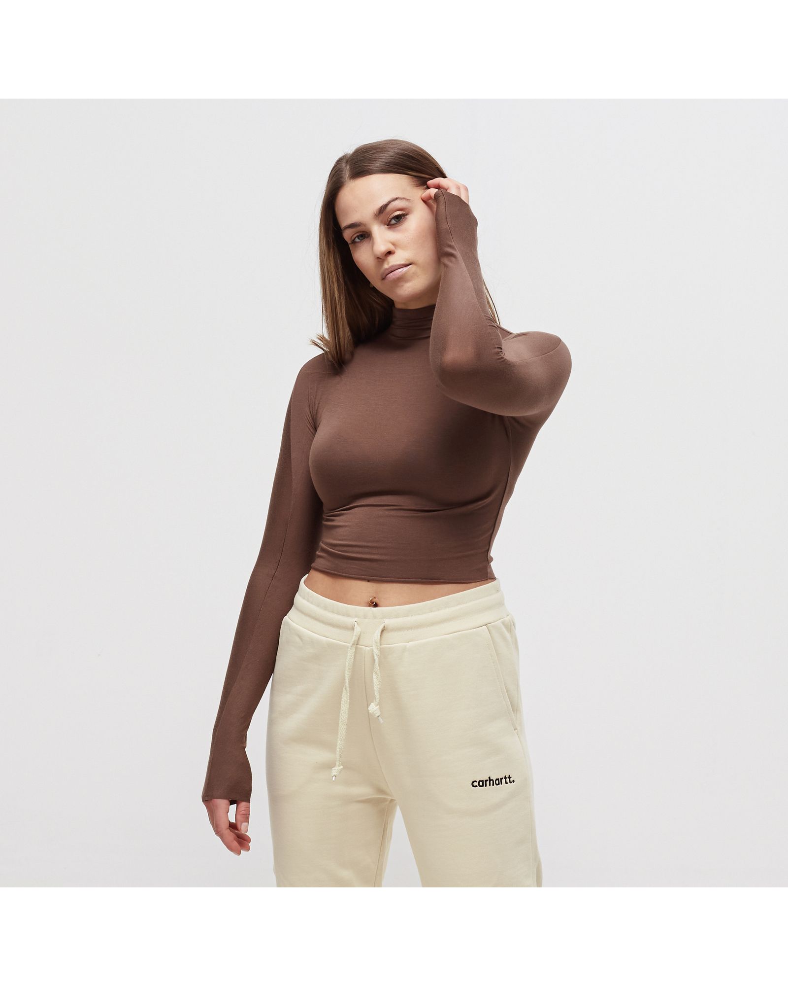 Cropped Mock Neck Long Sleeve