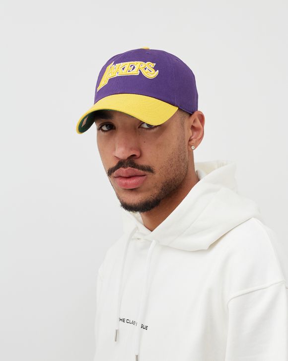 Men's Mitchell Ness Purple/Gold Los Angeles Lakers Two-Tone Wool Snapback  Hat