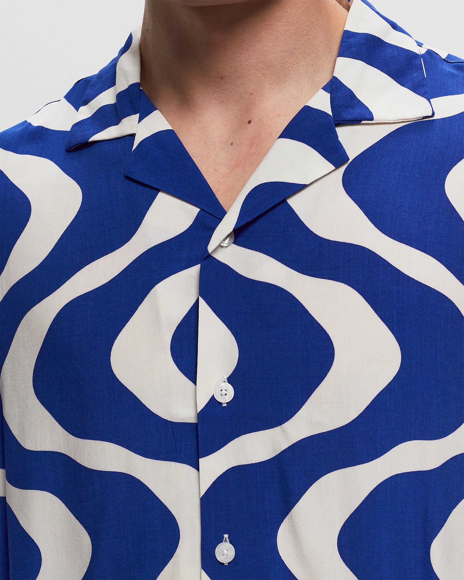 Blue Rippling Viscose Shirt