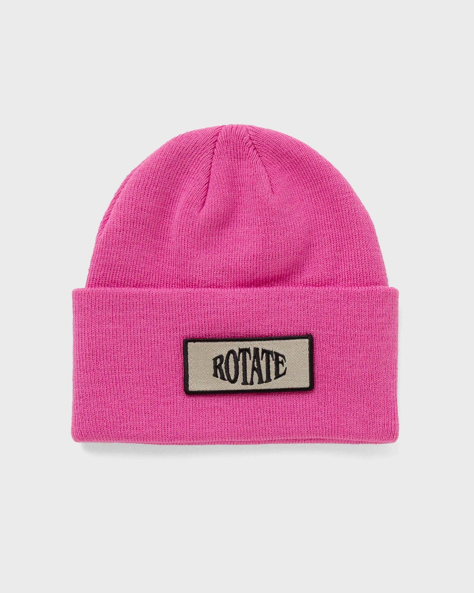 ROTATE Birger Christensen - knitted beanie w. patch women beanies pink in größe:one size