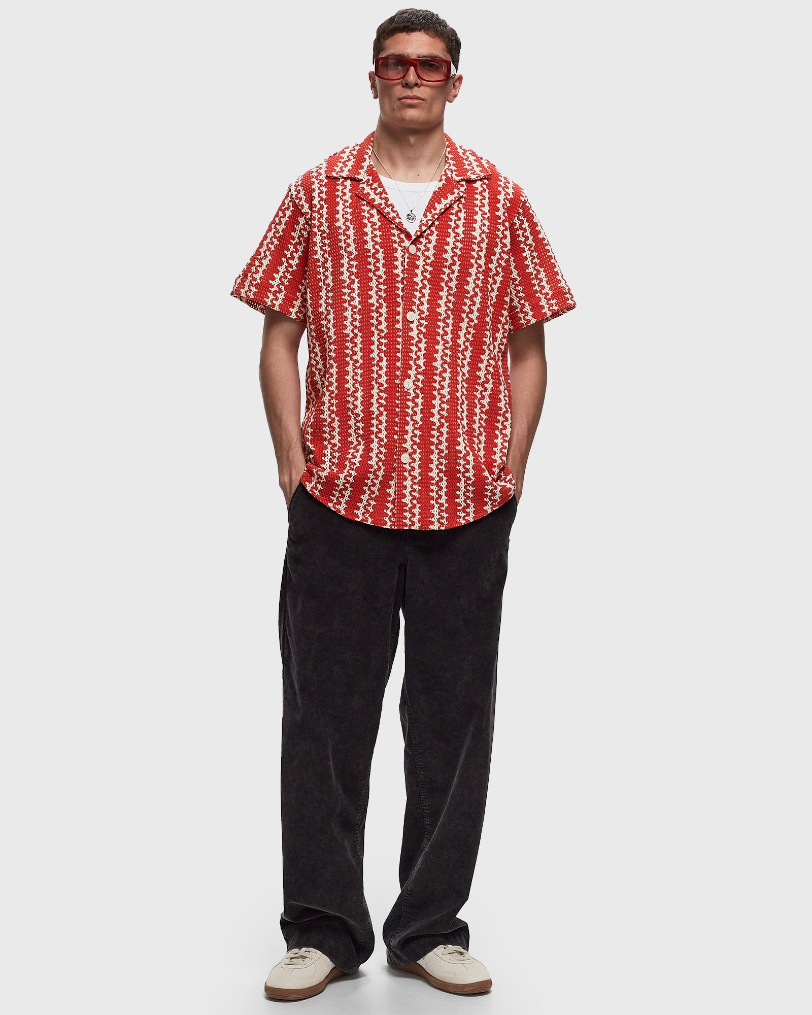 Red Scribble Cuba Net Shirt